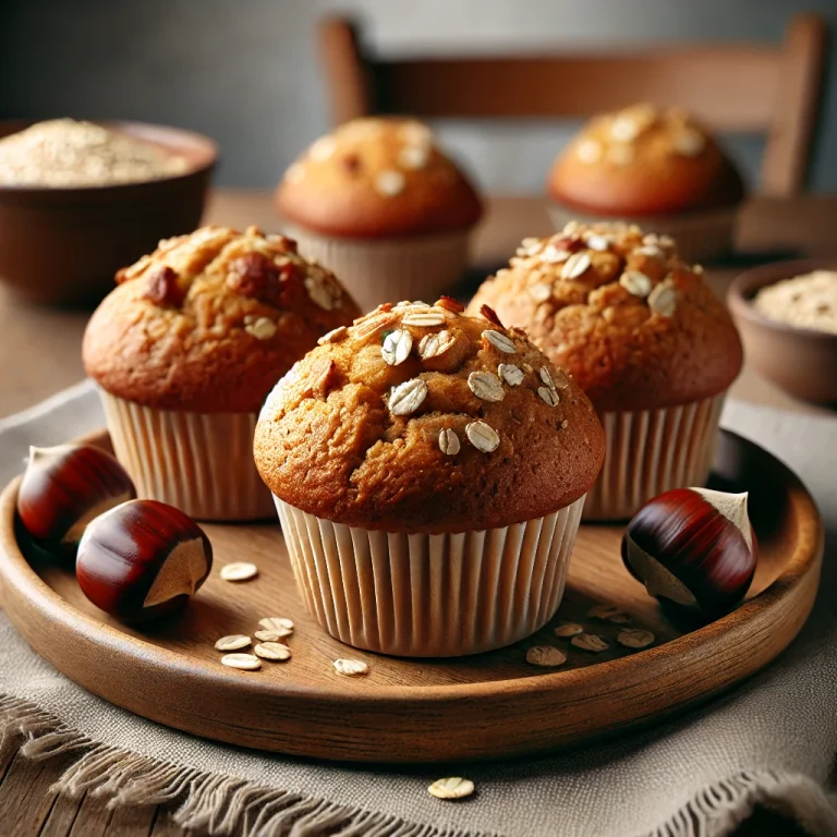 Chestnut oatmeal muffin served