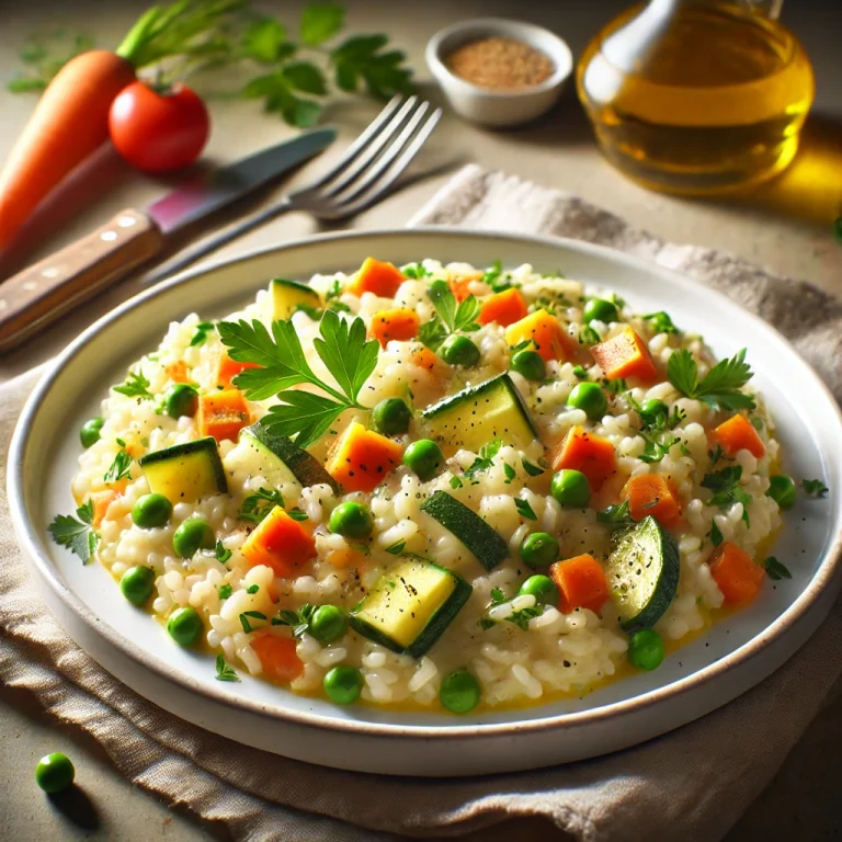 Vegetable risotto served with fresh parsley