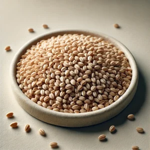 The picture shows finger millet seeds, with a fine texture and rich, light colors.